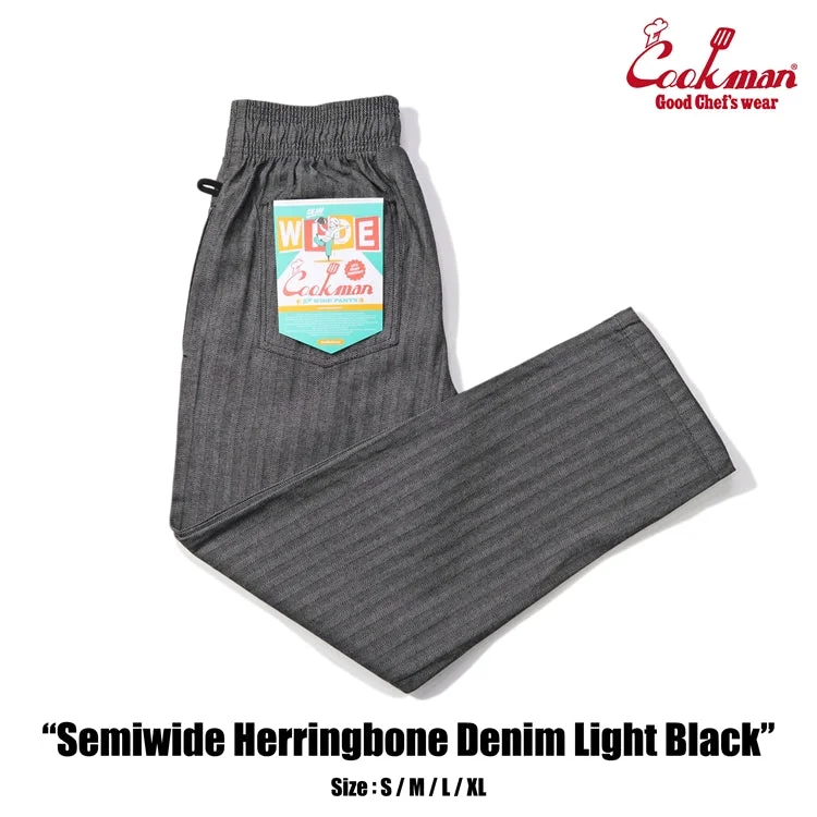 Comfy Pants Cookman Chef Pants Semiwide - Herringbone Denim : Light Black