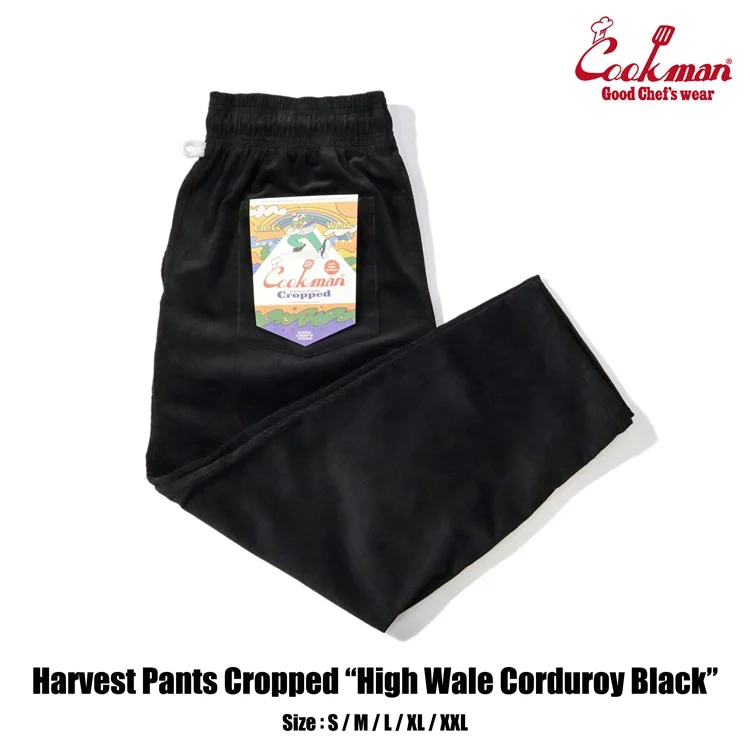 Casual Comfort Cookman Harvest Pants Cropped - High Wale Corduroy : Black