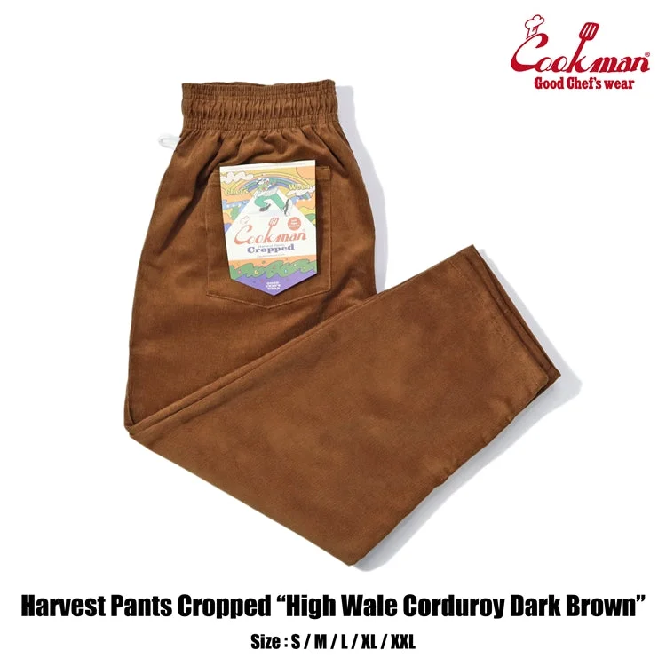 Versatile Style Cookman Harvest Pants Cropped - High Wale Corduroy : Dark Brown