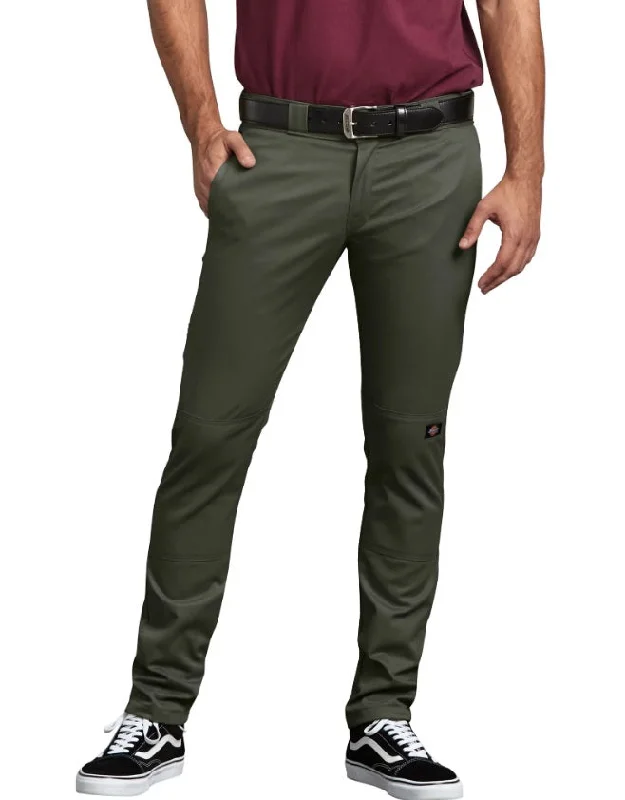 Minimal Classic Dickies FLEX Skinny Straight Fit Double Knee Work Pants - Olive Green