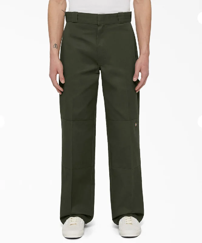 European And American Style Dickies Men's Loose FIt Double Knee Work Pants - Olive Green