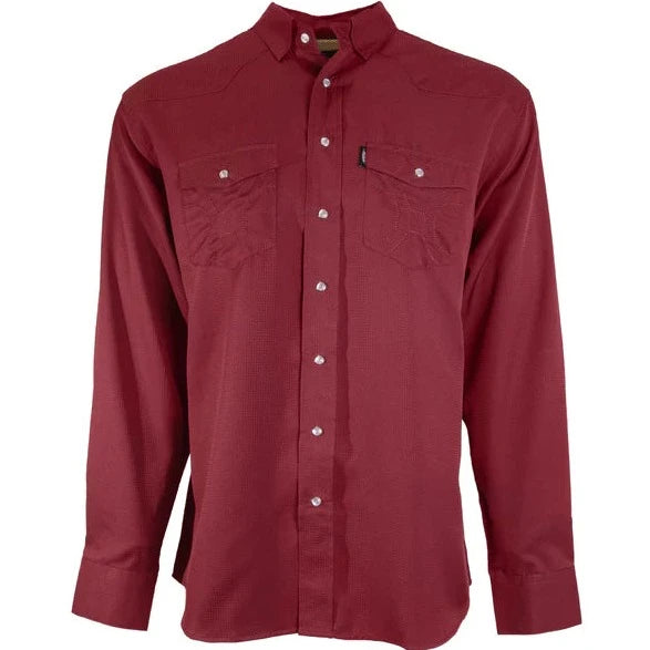 Simple And Comfortable Hooey Men's Sol Maroon Long Sleeve Western Snap Shirt