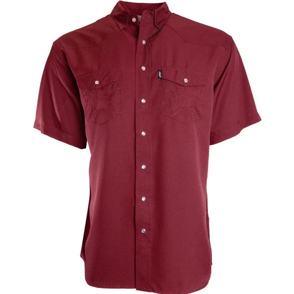 Urban Sense Hooey Men's Sol Maroon Short Sleeve Western Snap Shirt