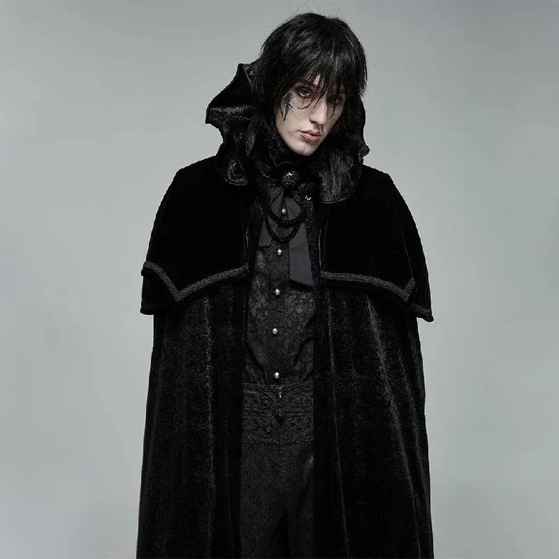 British Style Men's Gothic Wizard Collar Velvet Cloak