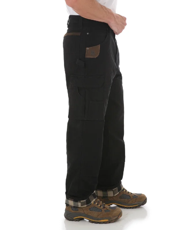 Timeless Comfort Wrangler Riggs Flannel-Lined Rip-Stop Ranger Work Pants - Black