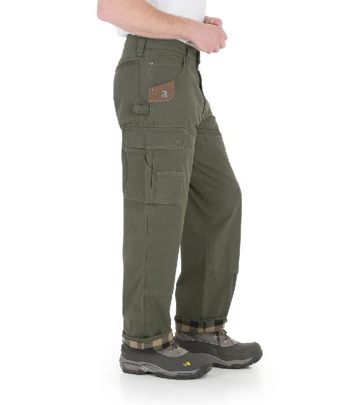 Warm Comfort Wrangler Riggs Flannel-Lined Rip-Stop Ranger Work Pants - Loden