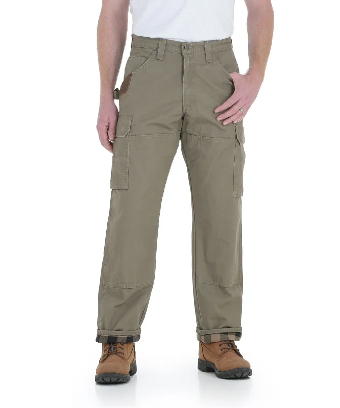 Fashionable Ease Wrangler Riggs Flannel-Lined Rip-Stop Ranger Work Pants - Bark